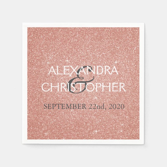 Guardanapo De Papel Rosa de Casamento Dourado Blush Cor-de-Rosa Clara  (Frente)