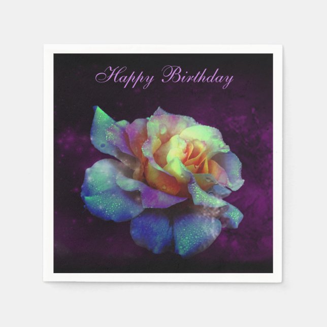 Guardanapo De Papel Rosa de Nápoles em Turquesa Roxo Beija - Personali (Frente)