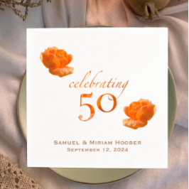 Guardanapo De Papel Rosa de pêssego do 50º aniversário de casamento pe