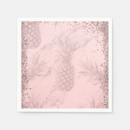 Guardanapo De Papel Rosa Dourado Brilhante Abacaxi Festa Tropical