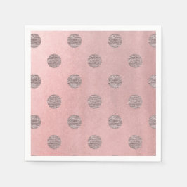 Guardanapo De Papel Rosa Dourado Brilho Rosa Glam Pontos Polka Moderno