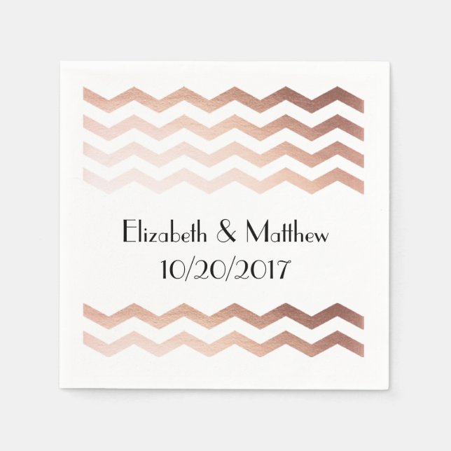Guardanapo De Papel Rosa Dourado Chevron Cocktail Napkins (Frente)