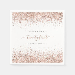 Guardanapo De Papel Rosa Dourado Nome da Lista Data Vinte Primeira Par