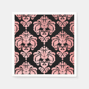 Guardanapo De Papel Rosa Dourado Preto Damasko Antigo Casamento Evento