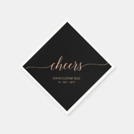 Guardanapo De Papel Rosa Dourado Preto Elegante Letreiro Estiloso Chee