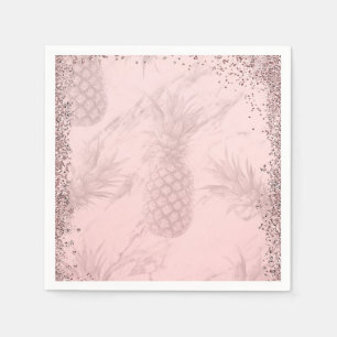 Guardanapo De Papel Rosa Dourado Rosa Brilho Abacaxi Festa Tropical