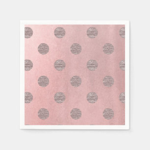 Guardanapo De Papel Rosa Dourado Rosa Brilho Glam Pontos de Bolinhas M