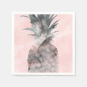 Guardanapo De Papel Rosa Dourado Rosa Tropical Verão Abacaxi Festa