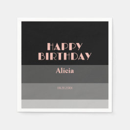 Guardanapo De Papel Rosa Dourado Script Black Cinzas Strike Aniversári