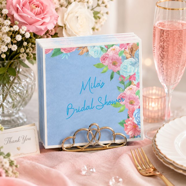 Guardanapo De Papel rosa e azul floral (Criador carregado)