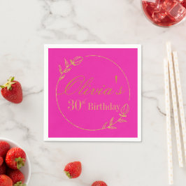 Guardanapo De Papel Rosa e Dourado Personalizados