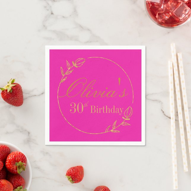 Guardanapo De Papel Rosa e Dourado Personalizados (Insitu)