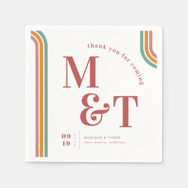 Guardanapo De Papel Rosa | Estrias de Anos setenta retrorreflectores | (Frente)