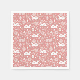 Guardanapo De Papel Rosa Feliz, Primavera, Coelhinho Rosa e Ovos