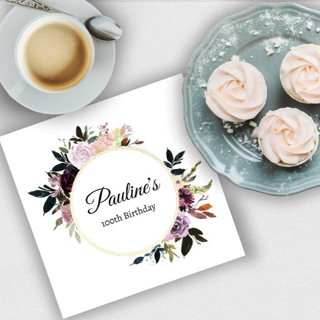 Guardanapo De Papel Rosa Floral 100ª Festa de aniversário de Mauve Rox (Need more matching party supplies? Message me!)