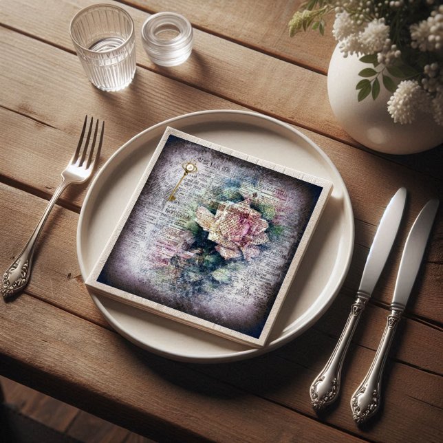 Guardanapo De Papel Rosa Floral Amarelo - Decoupage Ephemeral Vitorian (Criador carregado)