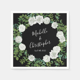 Guardanapo De Papel Rosa Floral Preto e Branco Casamento