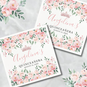 Guardanapo De Papel Rosa Floral Quinceañera
