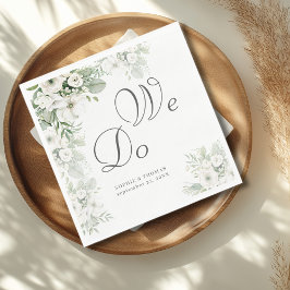 Guardanapo De Papel Rosa floral verde poeirento nós fazemos casamento