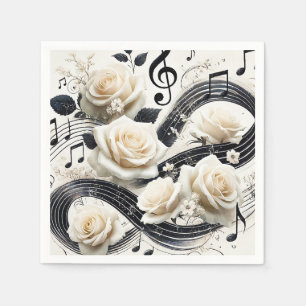 Guardanapo De Papel Rosa Musical Romântica – Música Preta Creme Elegan