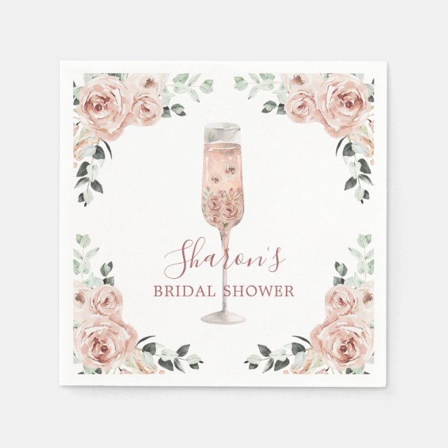 Guardanapo de Papel Rosa Poeira de Rosas e Prosecc (Frente)