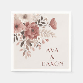 Guardanapo De Papel Rosa Romântica e Casamento Floral de Blush