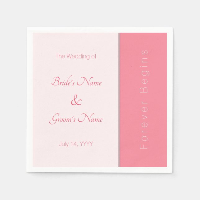 Guardanapo De Papel Rosa Rosa Para Sempre Começa Simplesmente Um Casam (Frente)