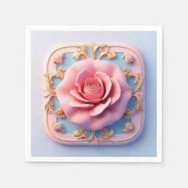Guardanapo De Papel Rosa Rosa Rosa Rosa Com Detalhes Ornamentais Doura
