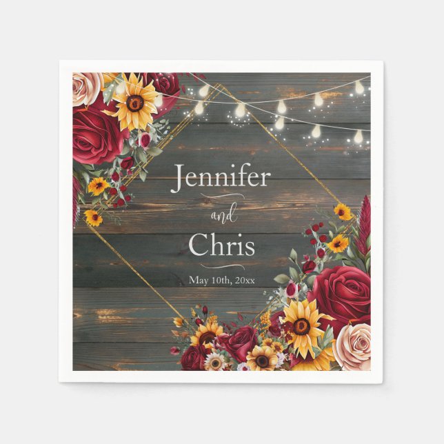 Guardanapo De Papel Rosa Rustic e Aster Wedding (Frente)