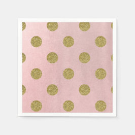 Guardanapo De Papel Rosa Suave Dourado Brilho Glam Pontos de Bolha Fes