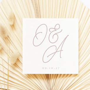 Guardanapo De Papel Rosa Taupe Script Watermark Monograma Wedding