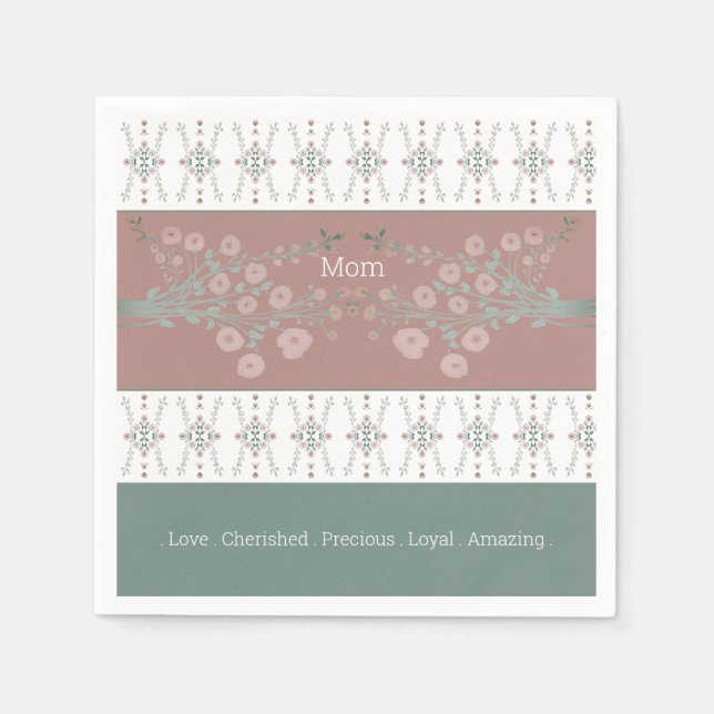 Guardanapo De Papel Rosa Teal E Rosa (Frente)