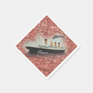 Guardanapo De Papel Rosa Titanic - Nave de linha branca com brilho Dou
