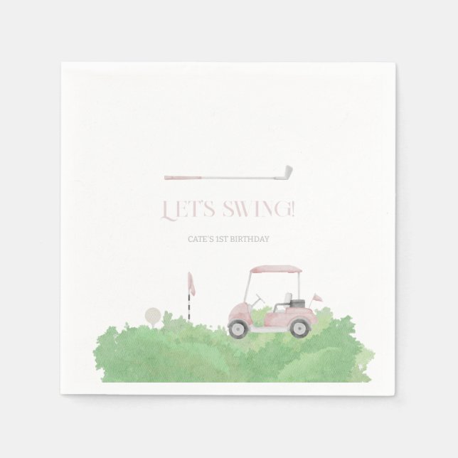 Guardanapo De Papel Rosa, vamos empatar Golf Aniversário (Frente)