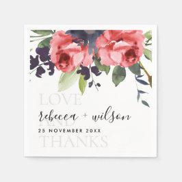 GUARDANAPO DE PAPEL ROSA VERMELHA CHIC PESSOAS AMOR FLORAL E OBRIGADOS