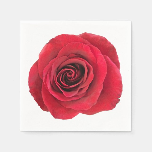 Guardanapo De Papel Rosa vermelha de Napkins Branco Personalizado (Frente)