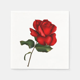Guardanapo De Papel Rosa Vermelha Elegante Floral Glamouroso Casamento