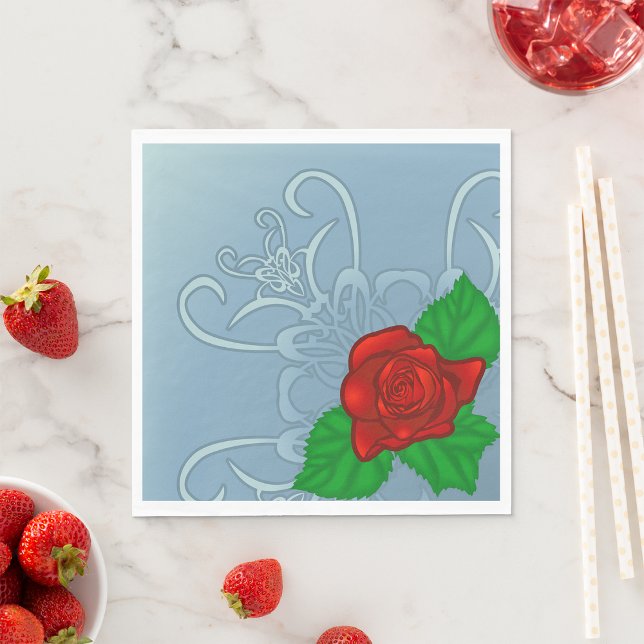 Guardanapo De Papel Rosa Vermelha Romântica Clássica Floral (Criador carregado)