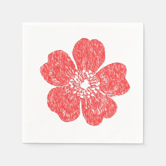 Guardanapo De Papel Rosa vermelha Selvagem de Chalkboard (Frente)