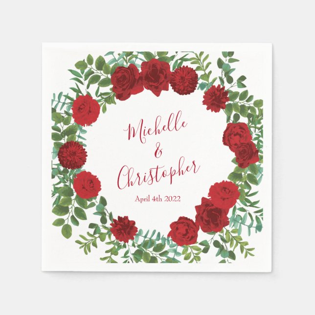 Guardanapo De Papel Rosa vermelha Wedding (Frente)