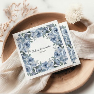 Guardanapo De Papel Rosas Azuis Empoeiradas Flores Casamento Boho Româ