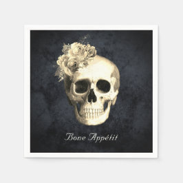 Guardanapo De Papel Rosas Brancas do Crânio Gótico Personalizadas Hall