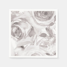 Guardanapo De Papel Rosas Brancas Floral Rosa Moderno Casamento Elegan