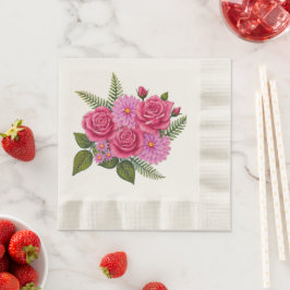 Guardanapo De Papel Rosas com Dalias Cunhadas