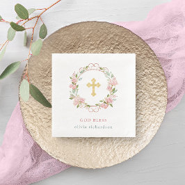 Guardanapo De Papel Rosas cor-de-rosa e Faux Rosa acentos Dourados bat