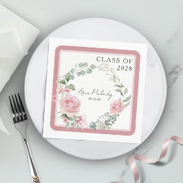 Guardanapo De Papel Rosas Cor-de-Rosa Modernas Classe de Graduação