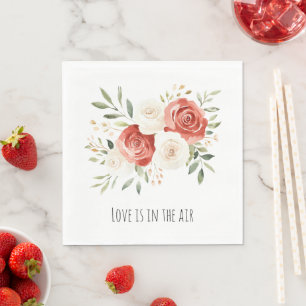Guardanapo De Papel Rosas Cremes Vermelhas Amor Floral Chuveiro de Noi