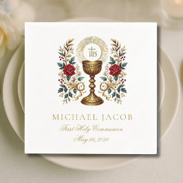 Guardanapo De Papel Rosas de acolhimento católico de Chalice da Primei