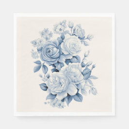 Guardanapo De Papel Rosas de Aquarela Azul Pastel Elegante