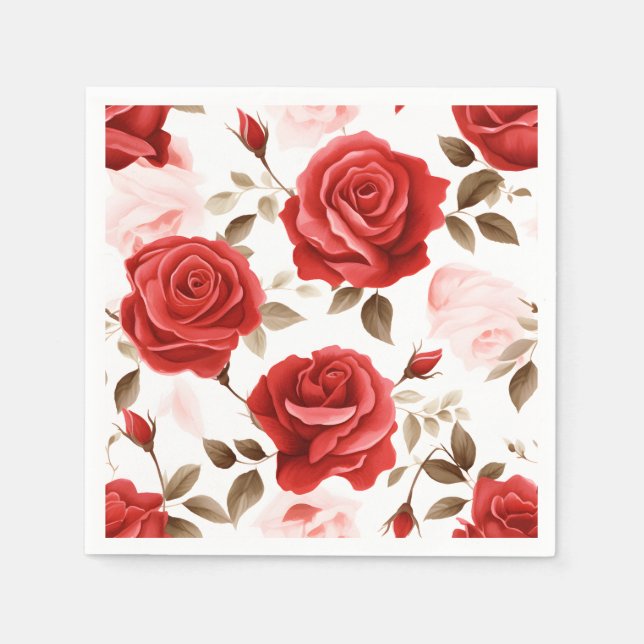 Guardanapo De Papel Rosas de Aquarela Elegante (Frente)